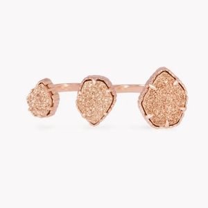 Kendra Scott Naomi Rose Gold Double Ring in Rose Gold Drusy BRAND NEW